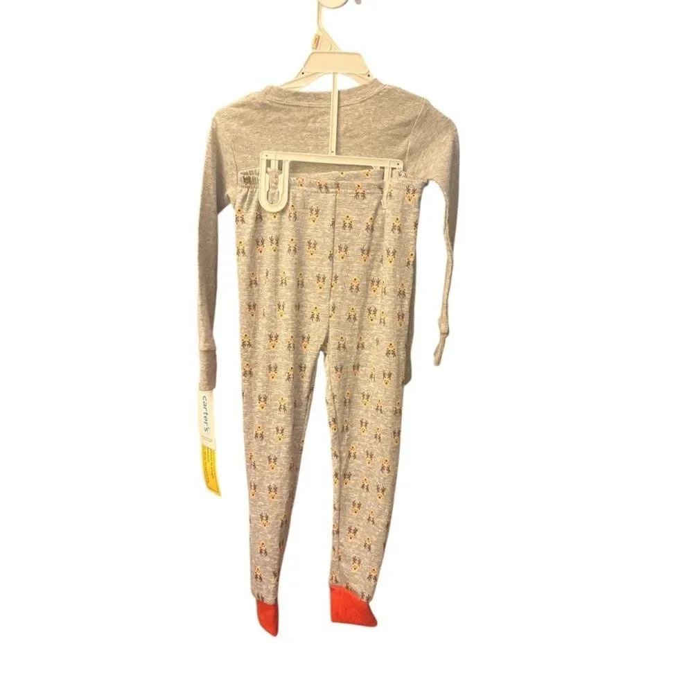 Kids Reindeer Holiday Pajama Set – Gray Long Sleeve Top & Pants (NWT)